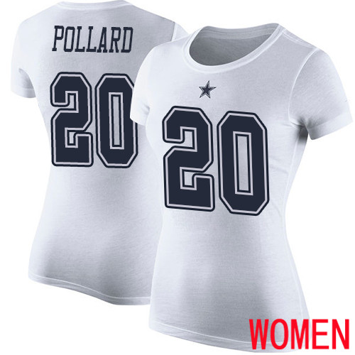 Women Dallas Cowboys White Tony Pollard Rush Pride Name and Number #20 Nike NFL T Shirt->nfl t-shirts->Sports Accessory